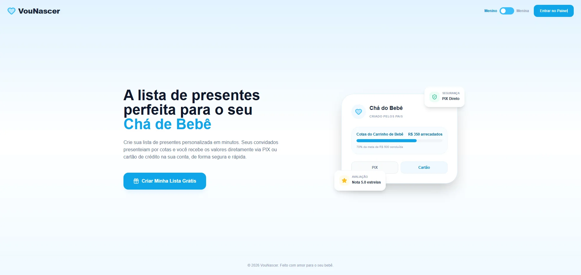 VouNascer — Digital Baby Shower Gift List